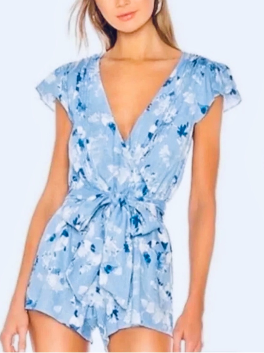 MISA Los Angeles Tilly Romper in Blue Washed Wildflower, XS